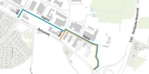 Cykelomkørsel på Århusvej i Søften fra 10. juni